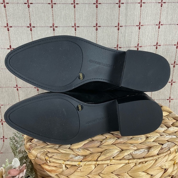 Lucky Brand “Lollin” Black Oiled Suede Ankle Boots Slouchy Bootie Size 6.5 New - Picture 5 of 7